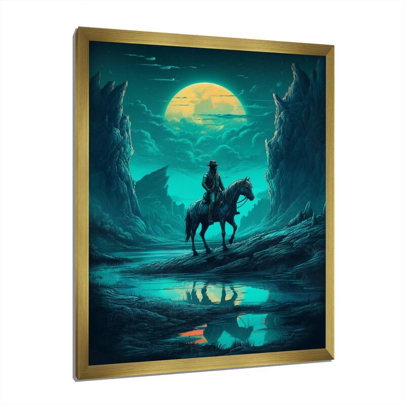 Designart "Night Rider Iii" Men Framed Canvas Wall Art