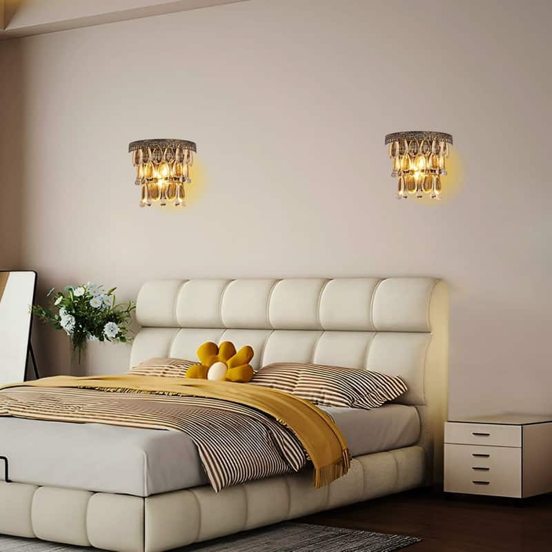 2 Pack wall sconce bronze bedroom lamps wall metal wall lighting