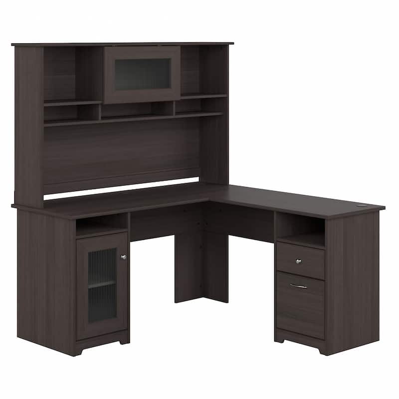 Cabot 60W L-Shaped Desk with Hutch and Storage by Bush Furniture