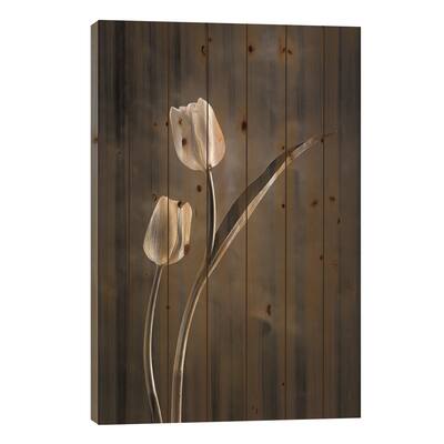 Two-tone Tulips IV Print On Wood by Debra Van Swearingen - Multi-Color