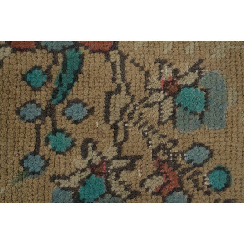 Hand Knotted Oriental 100% Wool Carpet Traditional Floral Green Tabriz Area Rug - 9' 10'' X 6' 11''