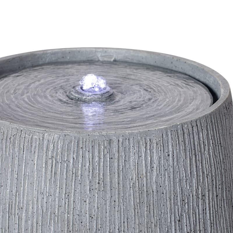 Christopher Knight Home - Modern 12.99"H Polyresin Outdoor Bowl Water Fountain with LED Light