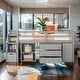 preview thumbnail 21 of 57, Artsy Full Size Loft Bed with Retractable Writing Desk and 3 Drawers, Wooden Loft Bed with Storage Stairs and Shelves, Espresso Grey