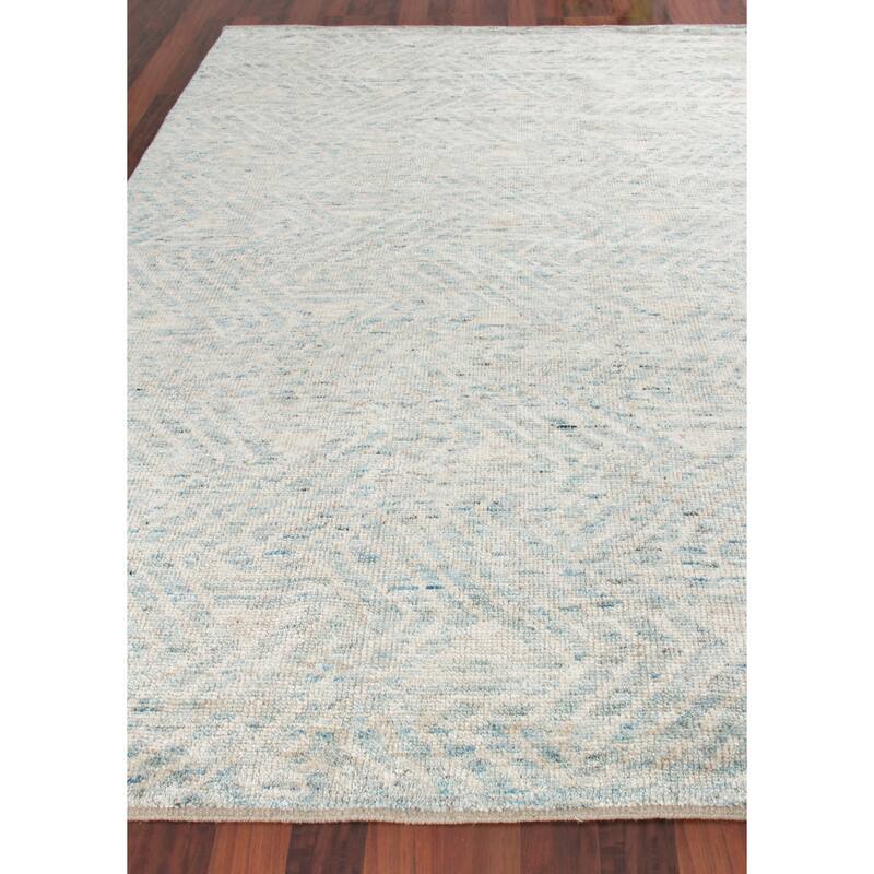 EXQUISITE RUGS Eaton Hand-knotted Wool/Bamboo Silk Ivory/Blue Area Rug.