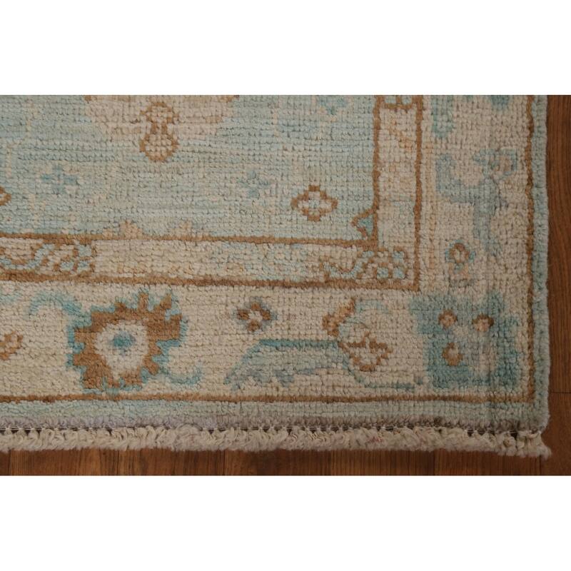 Hand Knotted Oriental 100% Wool Carpet Transitional Geometric Navy Blue & Blues Oushak Area Rug - 2' 11'' X 2' 1''