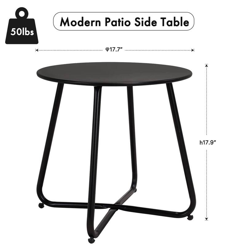 Patio Side Tables for Outside, Small End Table Accent Table Metal Round for Deck Garden Porch Balcony Yard Lawn