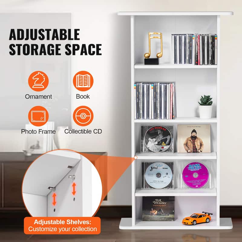 Media Storage Cabinet, DVD Cabinet with Doors and Shelves, CD Storage, Adjustable DVD Shelf, Protects & Organizes Music