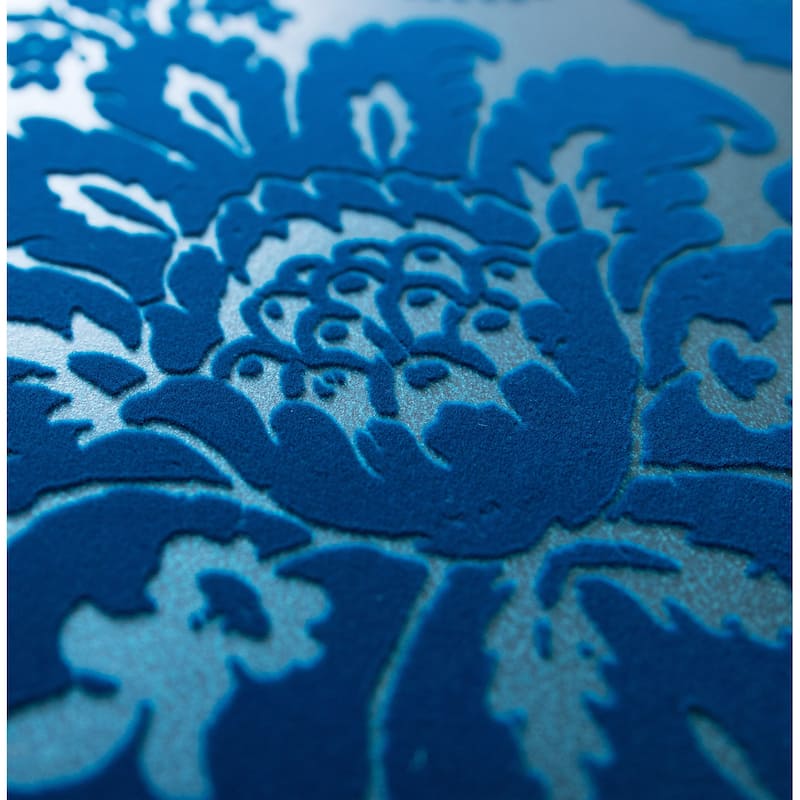 A-Street Prints Shadow Blue Flocked Damask Wallpaper