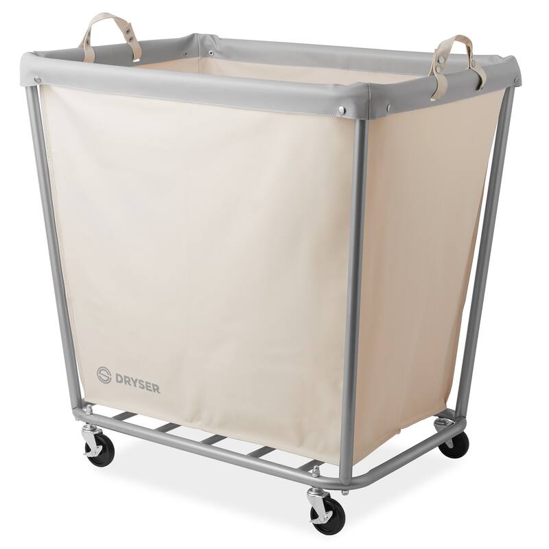 Commercial XLarge Rolling Canvas Bin Laundry Hamper on Wheels White - White