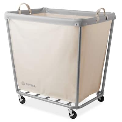 Commercial XLarge Rolling Canvas Bin Laundry Hamper on Wheels White