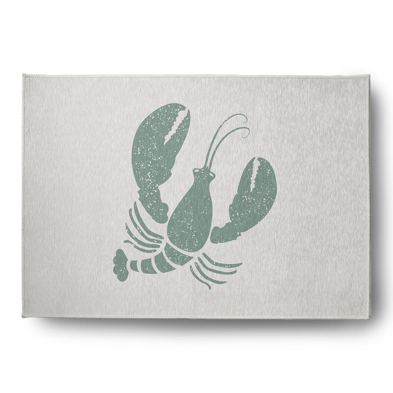Lobster Nautical Chenille Rug - Sage and White - 5' x 7'