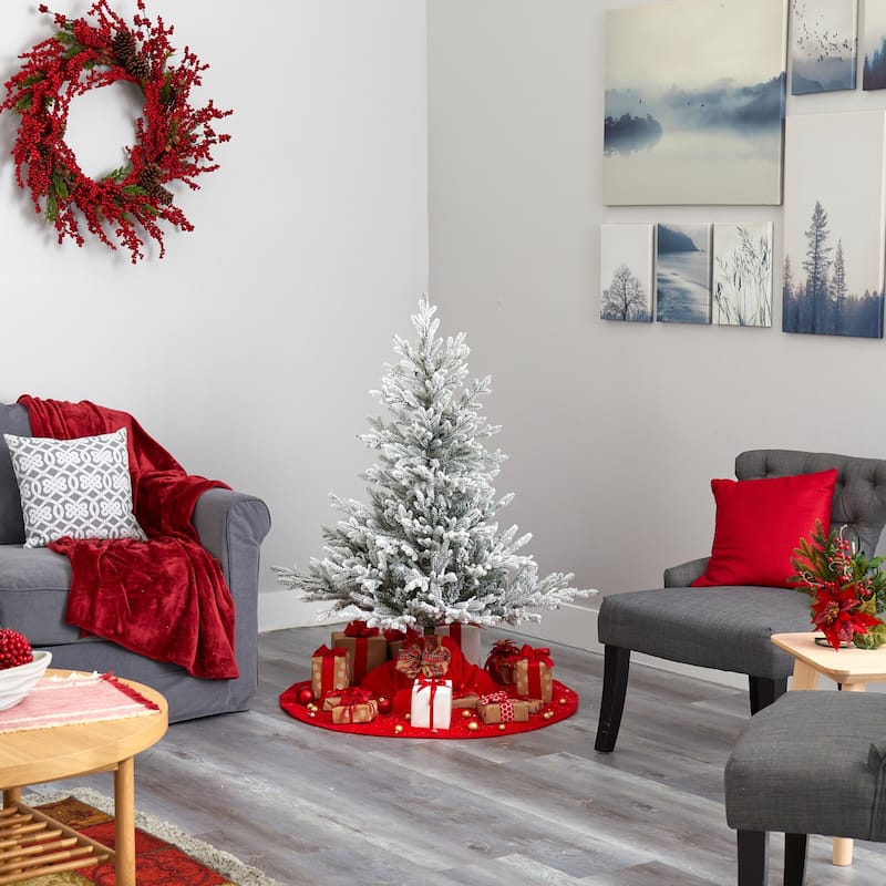 4Ft Fraser Fir Christmas Tree with Warm White Lights - Holiday Decor & Festive Tree - 48