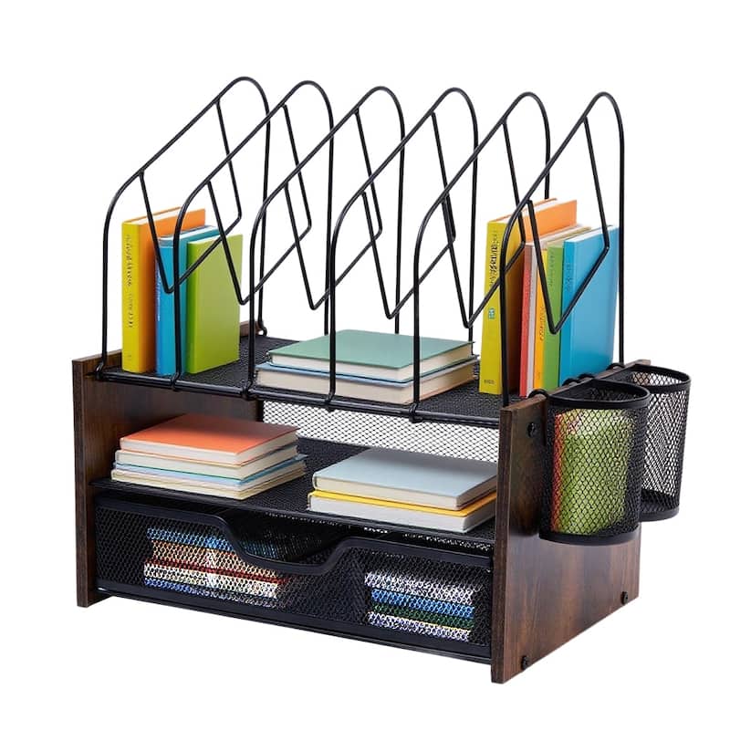 Desktop Organizer Desk Accessories With File Letter Holder And Drawer