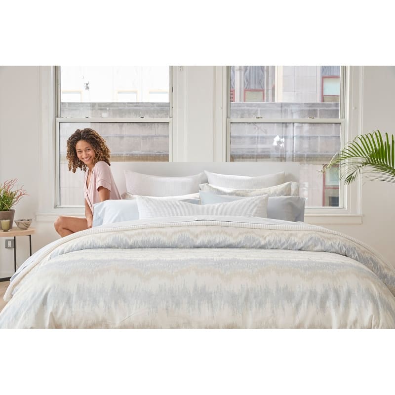 Farm to Home Harmony Cotton Duvet Cover Set Ikat Print, 3-Piece Set
