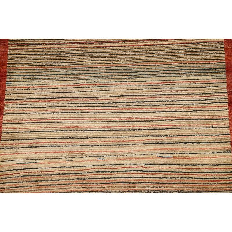 Modern Striped Gabbeh Kashkoli Oriental Area Rug Wool Handmade - 3'3" x 4'8"