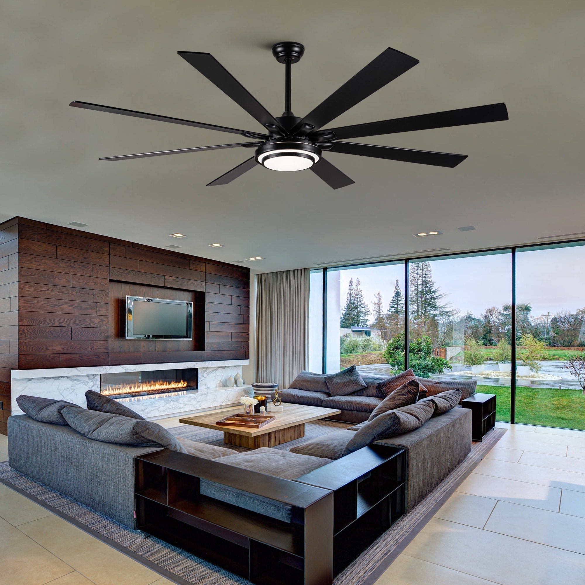 Modern Large Ceiling Fan Light with Light and 8 Blades, 6 Adjustable Wind Speeds for Bedroom and Living Room