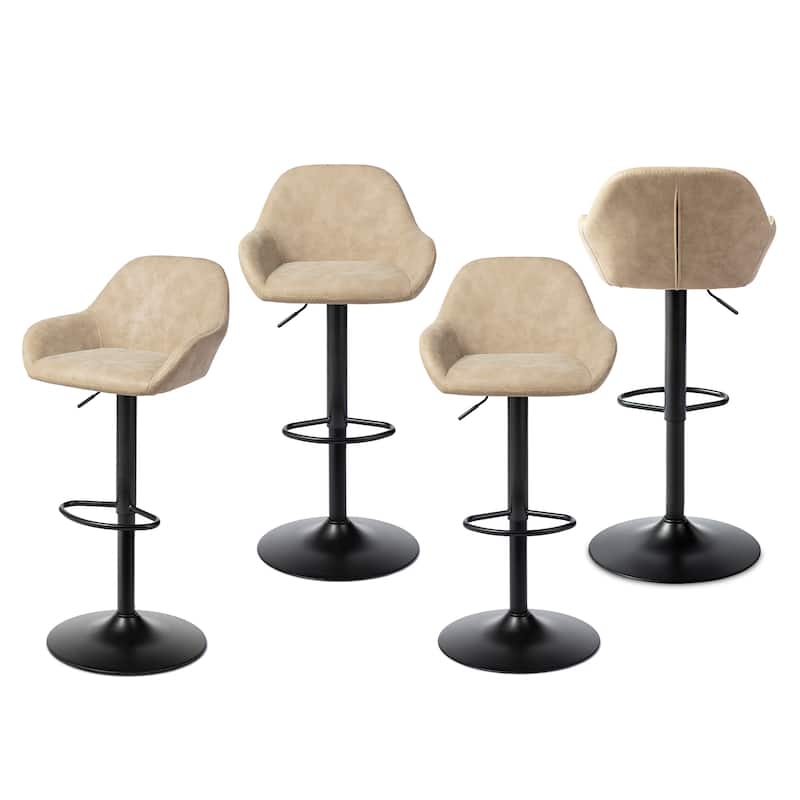 Glitzhome Mid-Century Height Adjustable Faux Leather Swivel Counter Bar Stools