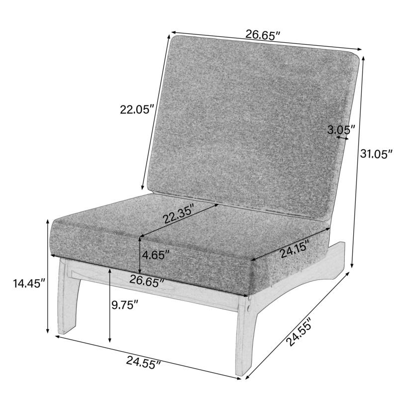 Outdoor Solid Teak Club Chairs Set Loveseat with Cushions - N/A