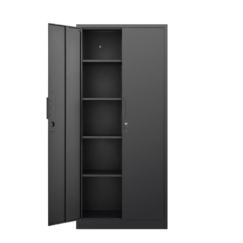 Modern 2-Door Filing Cabinet, Organization Cabinet with Lock, 4 Adjustable Shelves, for Home Office, Black