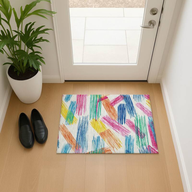 Premium Washable Super Soft Contemporary Mayfield Rug - White - 1'8" x 2'6"