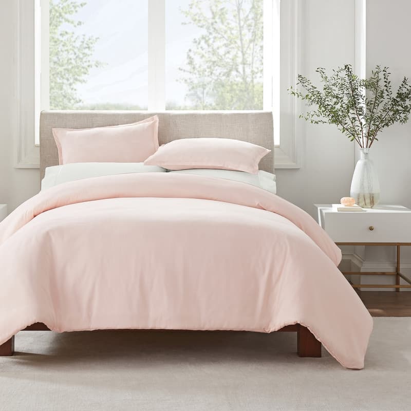 Serta Simply Clean Antimicrobial 3 Piece Duvet Set - Twin XL - Blush