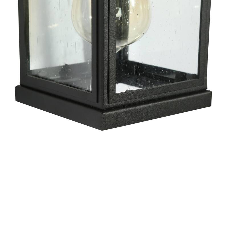Bern Mid-Century Modern Black 1-Light Outdoor Lantern Wall Sconce - L 5.1" x W 6.3" x H 12.2"