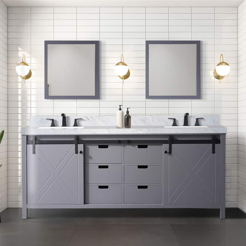 Marsyas 80 in W x 22 in D Ash Grey Double Bath Vanity