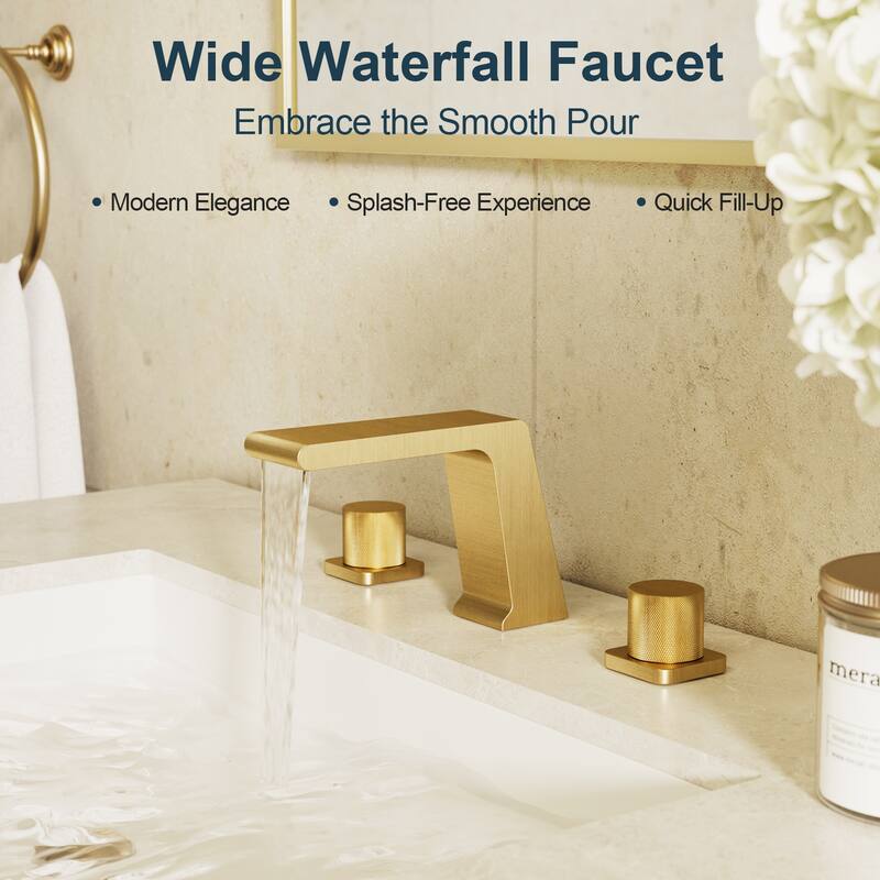 GRANDJOY 10" Dual Shower System with 2-Handle Waterfall Bathroom Sink Faucet Combo Set
