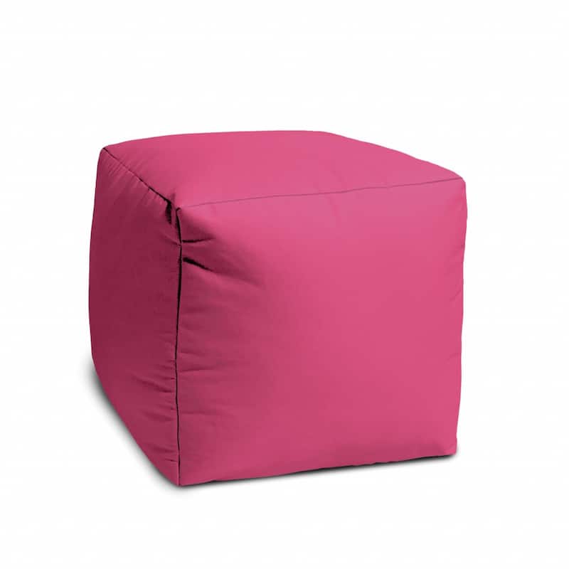 HomeRoots 17" Cool Bright Hot Pink Solid Color Indoor Outdoor Pouf Ottoman - 17' X '17' X '17