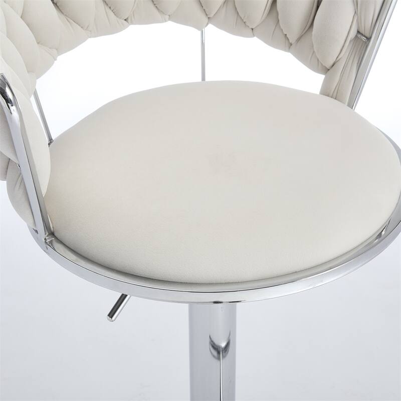 Set of 2 Bar Stools,w/Chrome Footrest & Base Swivel Height Adjustable