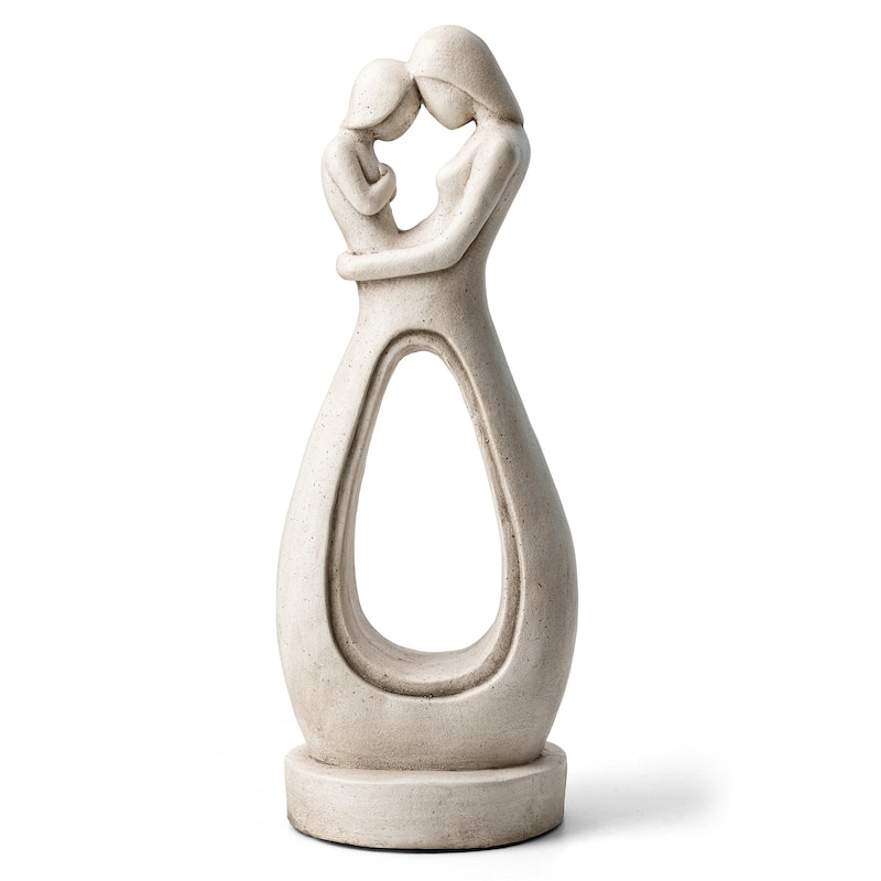 Glitzhome 24.75"H Modern Abstract Sculpture Hugging Mother and Baby Garden Statue