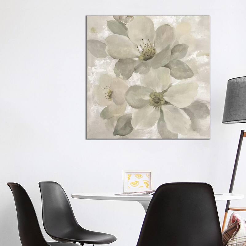 iCanvas "White On White Floral I" by Silvia Vassileva Canvas Print - 37x37x1.5