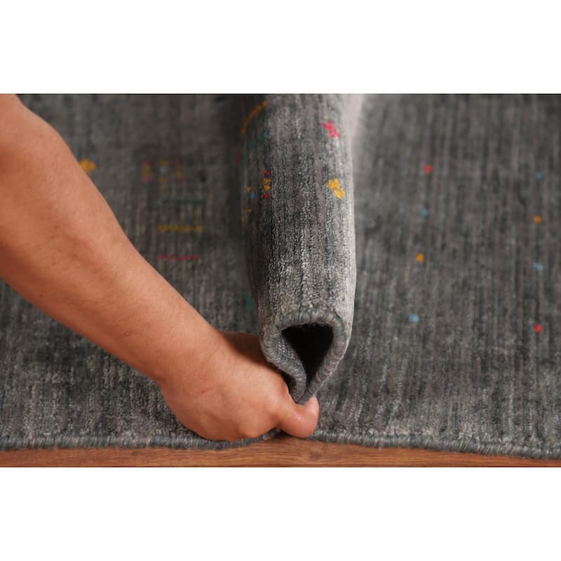 Tribal / Stripe Gabbeh Oriental Area Rug Handmade Wool Carpet - 7'11" x 9'10"