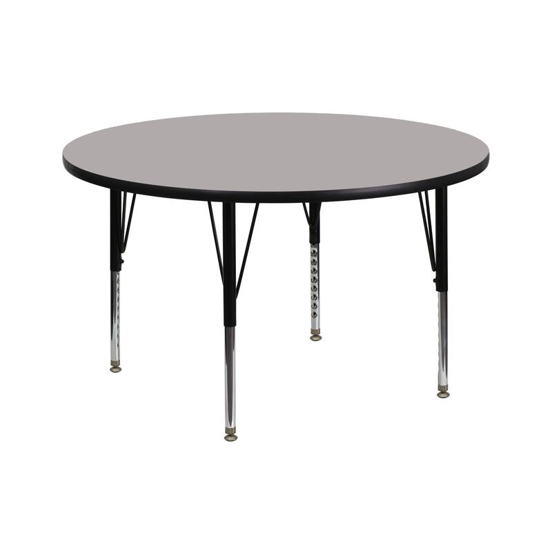 42" Round HP Laminate Activity Table - Height Adjustable Short Legs - Grey