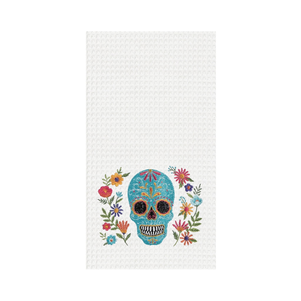 Aqua Sugar Skull & Flowers Towel