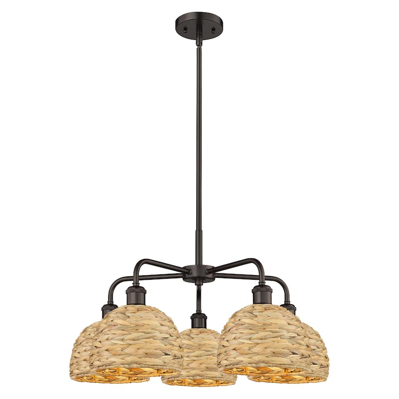 Innovations Lighting Endless Possibilities Ballston - Woven Rattan - 5 Light 27" Stem Hung Chandelier - Oil Rubbed Bronze