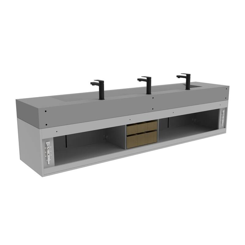 Nile 84" Wall Mounted Bathroom Vanity Set gr/ Gray Top