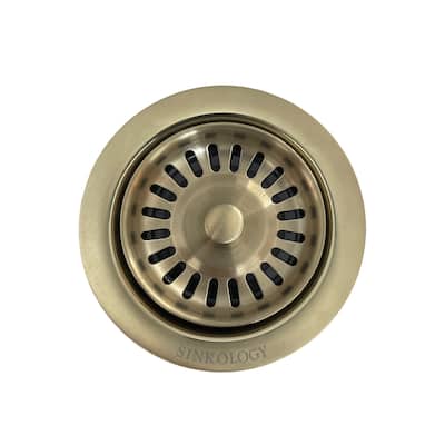 SinkSense Satin Gold 3.5" Disposal Flange Drain with Stopper