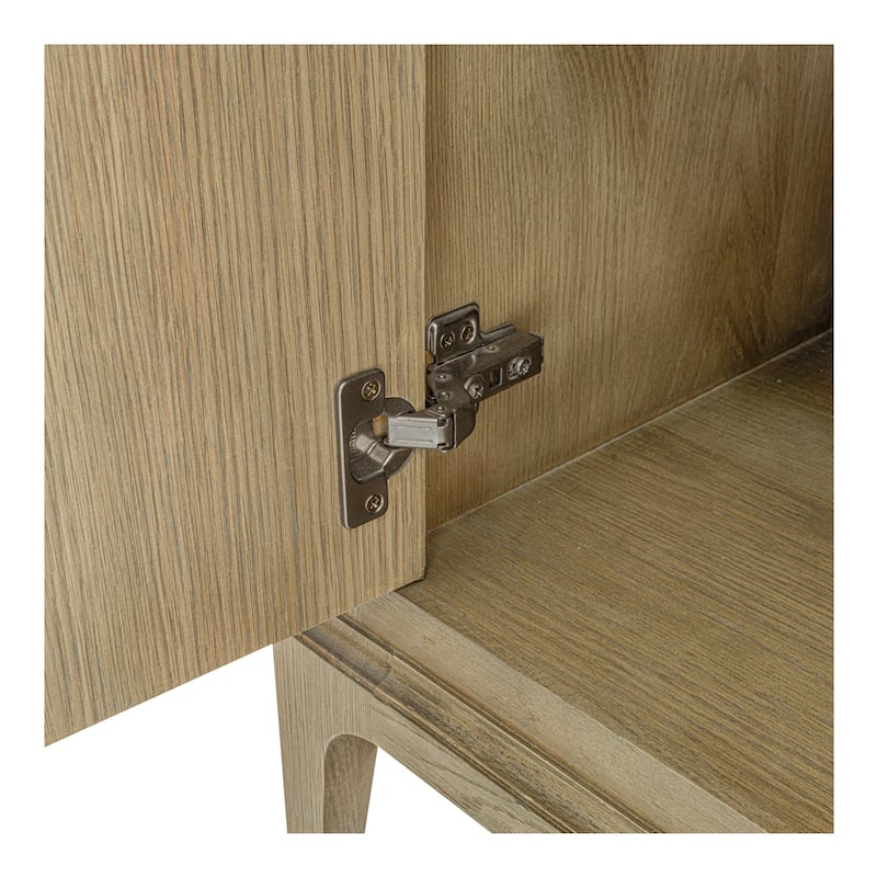 Title: NADAAL STUDIOS Maerin Sideboard, Oak Frame with Rounded Edge Overhang & Three Drawers, Brown