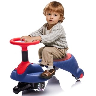 6V Kids Ride On Electric Wiggle Car,Flashing & Shock-absorbing PU Wheels,Retractable,Steering Wheel Rotates 360,Bluetooth