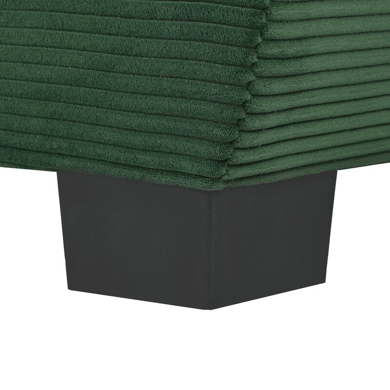 Corduroy Fabric Sofa with 2 Throw Pillows, Upholstered 2-Seater for Living Room