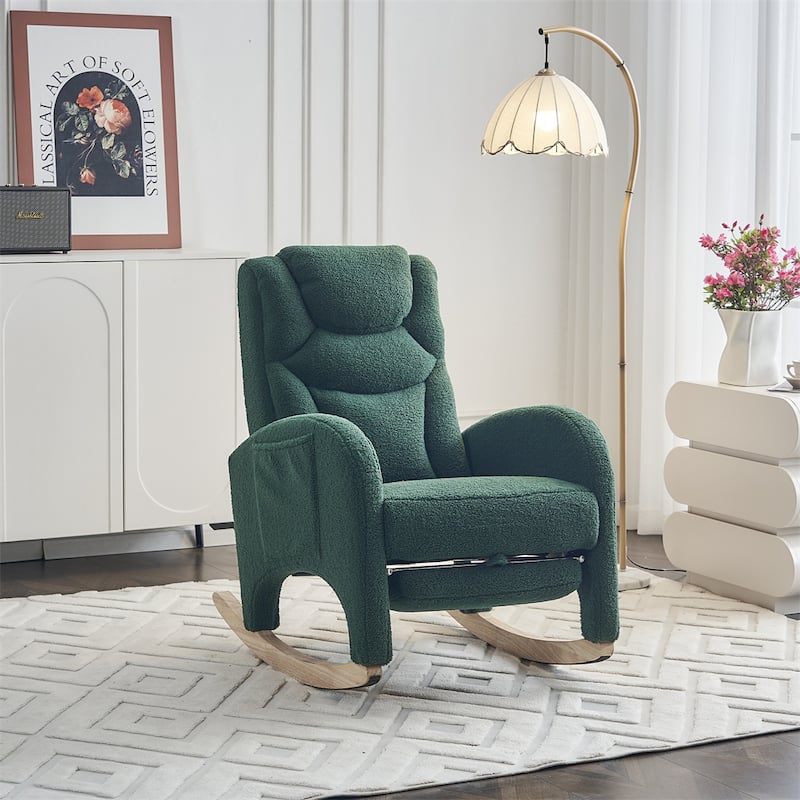 Ergonomic Fabric Nursery Rocking Chair With Adjustable Footrest
