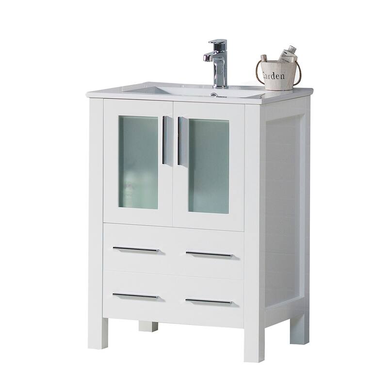 Blossom Solid Wood Double Bathroom Vanity w/ Ceramic Sink & Base
