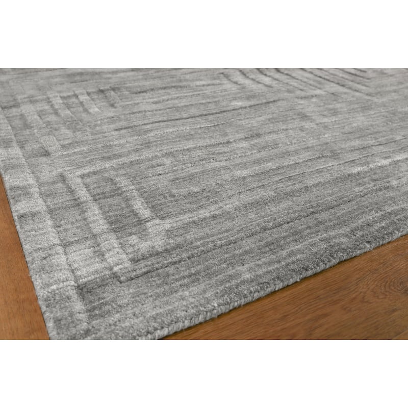 EXQUISITE RUGS Castelli Hand-loomed Bamboo Silk/Wool Grey Area Rug.