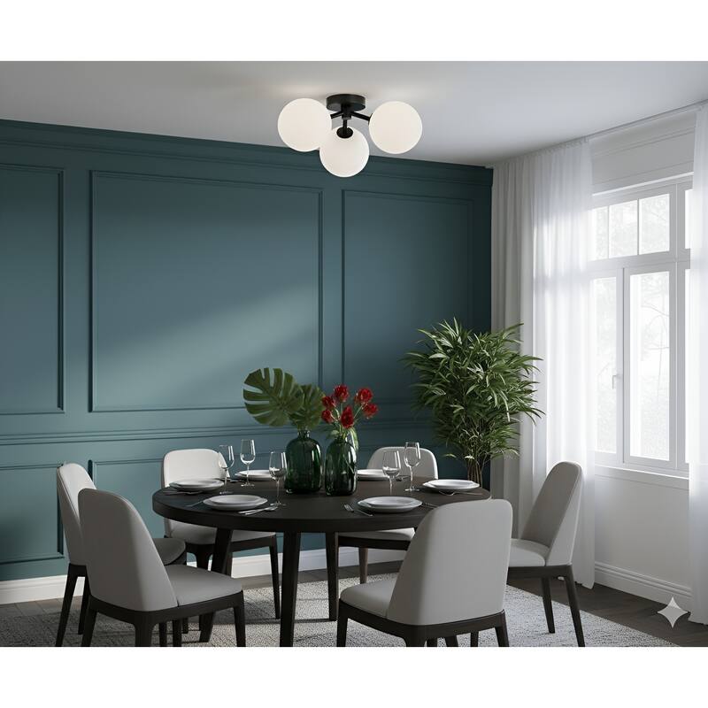 Modern Semi Flush Mount Ceiling Light - 3 Spheres Globe Design