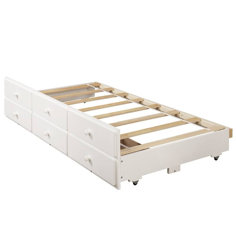 Merax Twin over Twin Bunk Bed with Trundle and 3 Drawers
