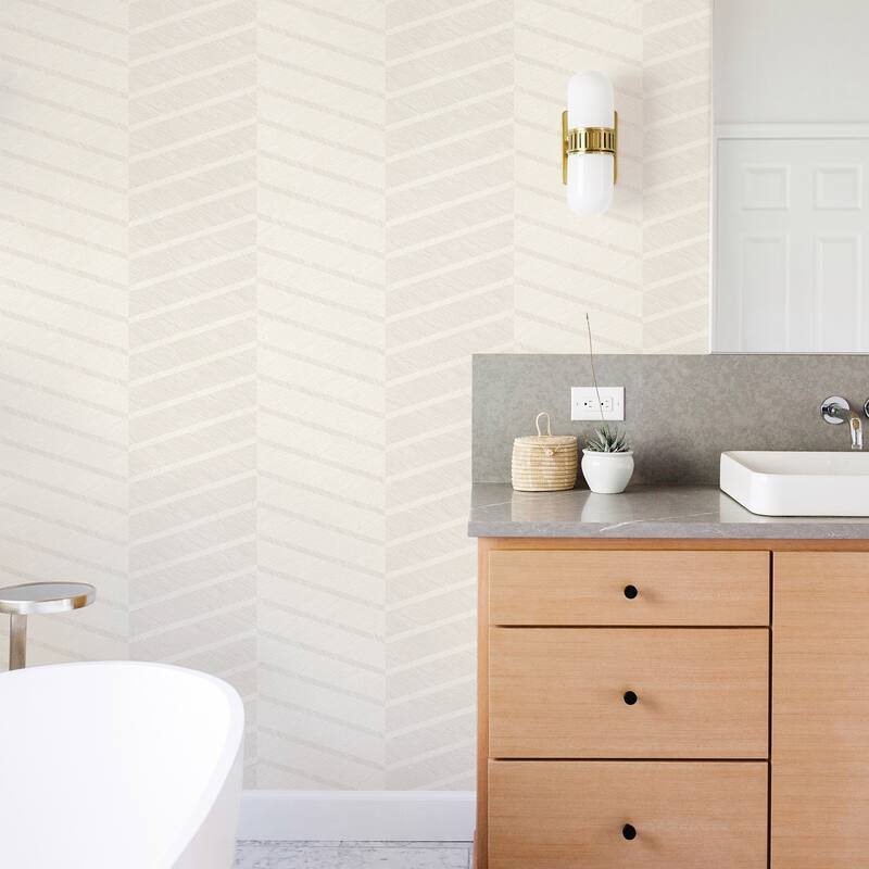 Scott Living Aspen White Chevron Wallpaper