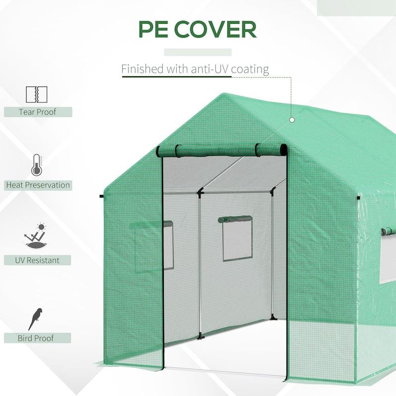 Tunnel Greenhouse with UV-resistant PE Cover, 6.6' x 10'