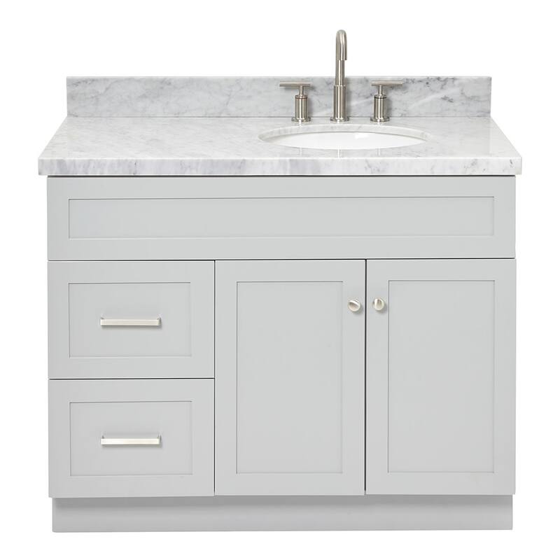Ariel F043SRCWOVO Hamlet 43" Free Standing Single Basin Vanity Set - Grey / Carrara White Top - Steel Finish