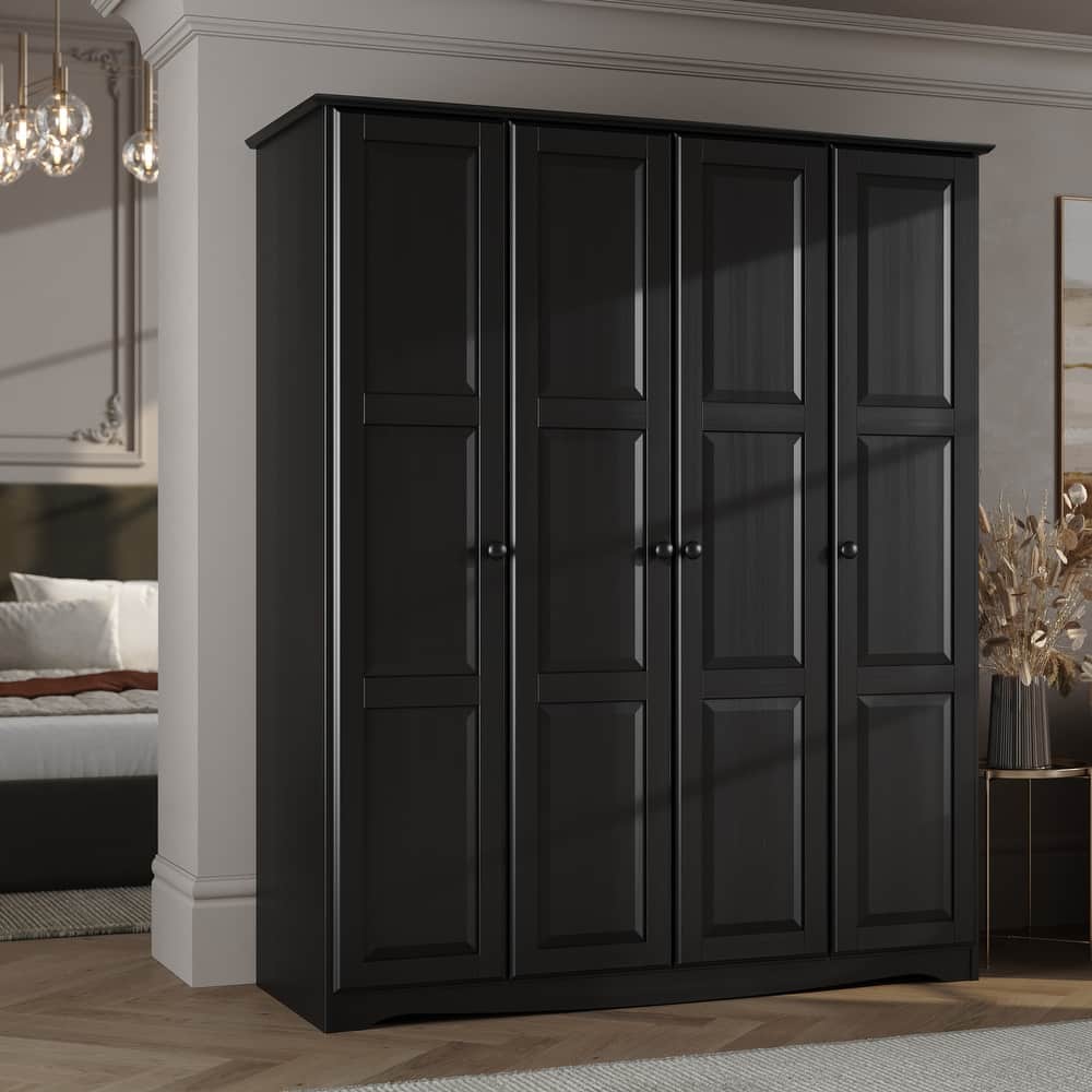 100% Solid Wood Regal 4-Door Wardrobe Armoire by Palace Imports